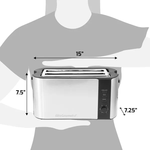 Long Slot 4 Slice Stainless Steel Black Toaster C115087