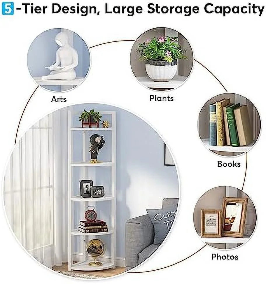 6 Tier 70.9 Inch Tall Corner Bookshelf Q3268