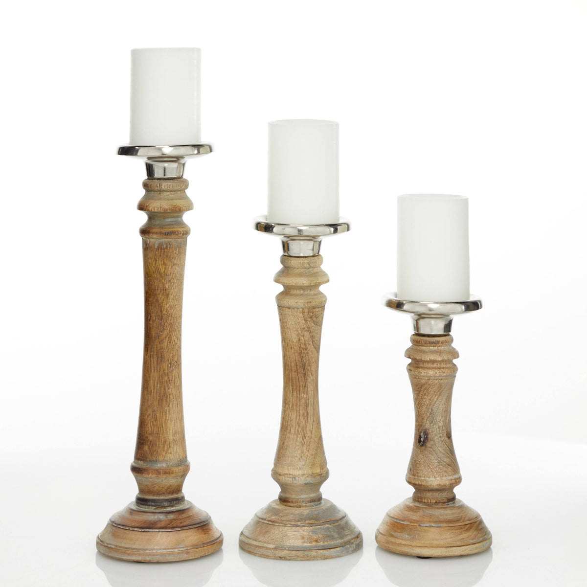Brown Mango Wood Candle Holder Set of 3 Y254