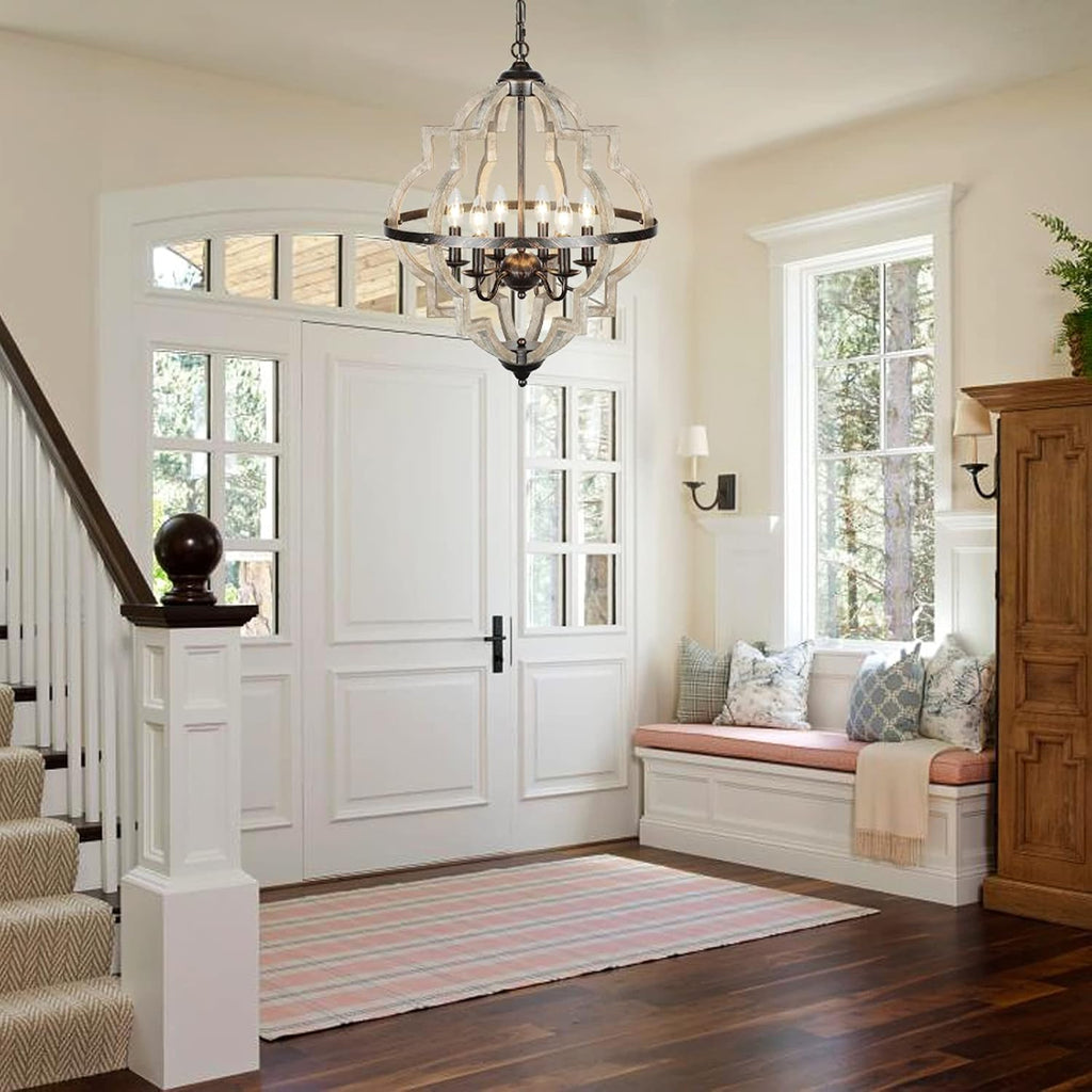 6 Light Farmhouse Chandelier with Globe Light Fixture L585766