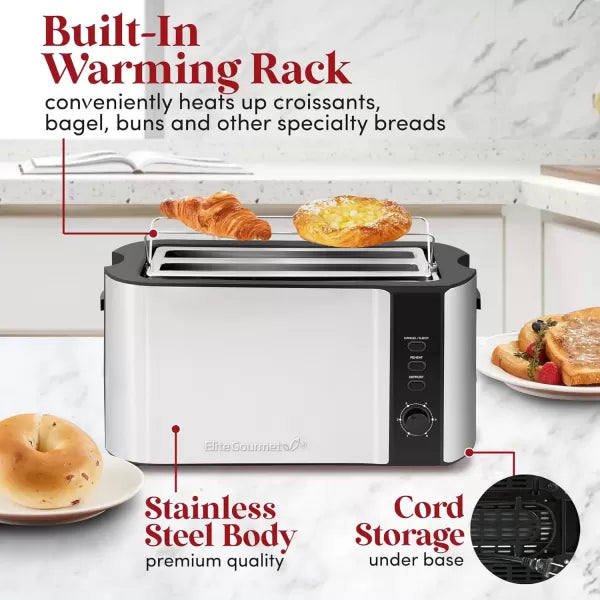 Long Slot 4 Slice Stainless Steel Black Toaster C115087