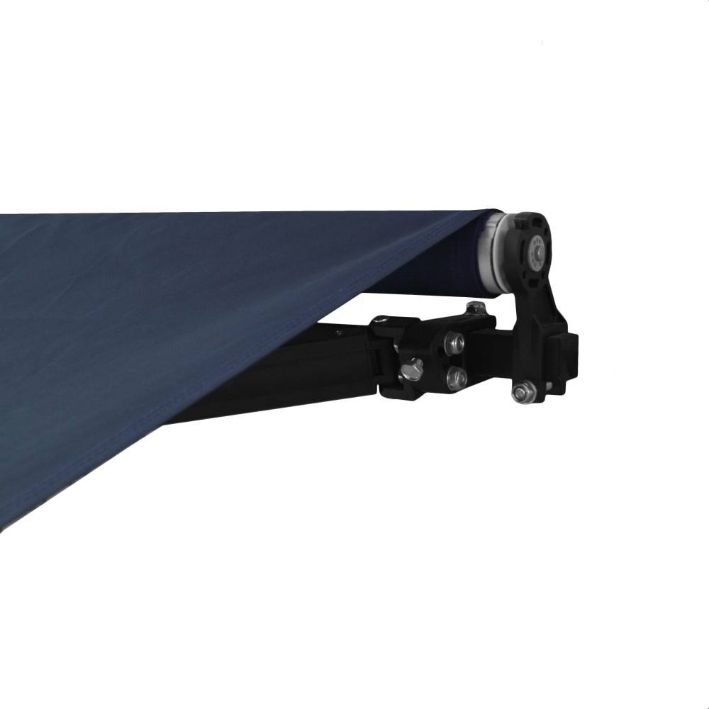 Black Frame Retractable Patio Canopy Awning Blue I969839