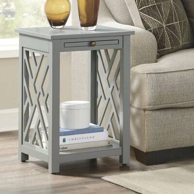 Gray End Table with Storage C84363