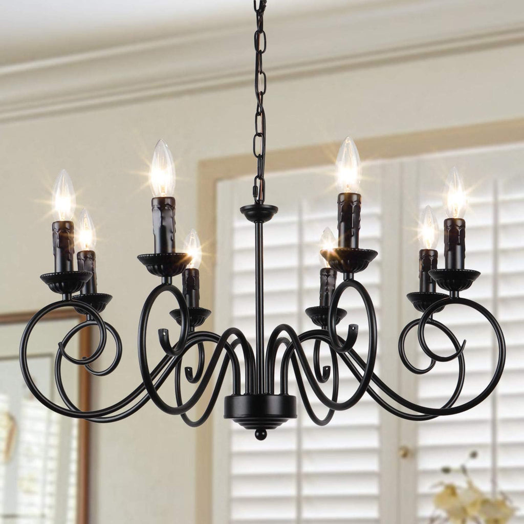 8 Lights Black Rustic Chandelier Ceiling Light Fixture T69218