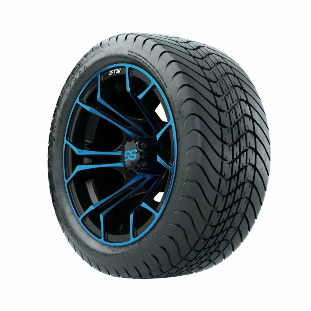 12 inch Blue/Black Wheel with Street Tire Set of 4 V170