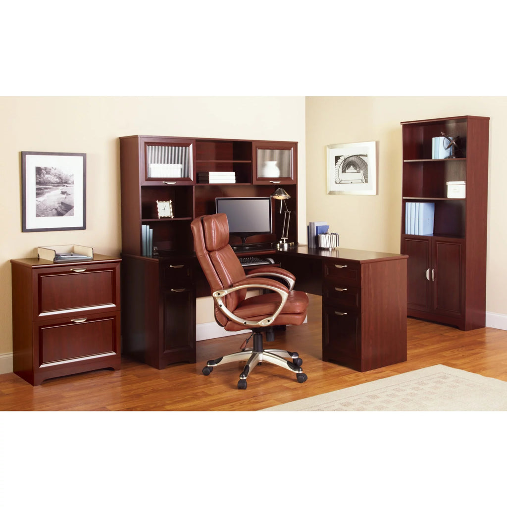72"H 5-Shelf Bookcase With Doors, Classic Cherry G994008