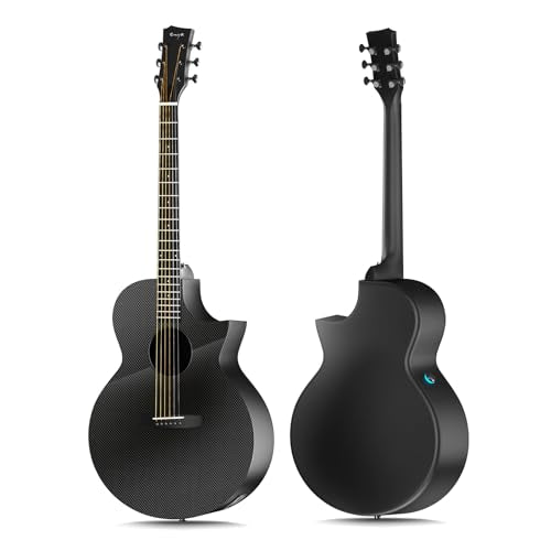 Acoustic Electric Guitar Carbon Fiber 41" 4/4 Sized Guitar Bundle with Hard Case E1023