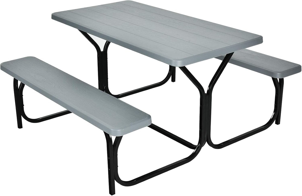 Green Metal Base Picnic Table Bench Set W45680
