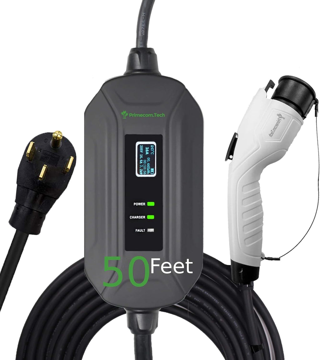 Portable Level 2 Electric Vehicle Charger, 16Amp, 50 Feet P8021