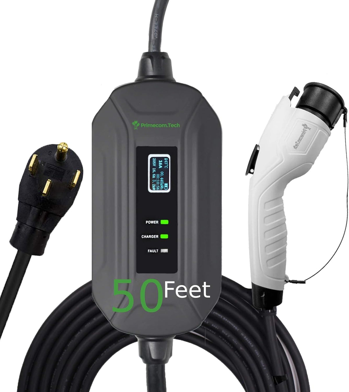 Portable Level 2 Electric Vehicle Charger, 16Amp, 50 Feet P8021