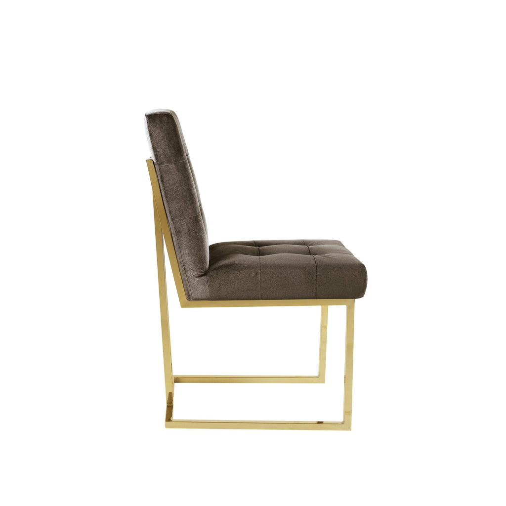 Taupe Velvet Dining Side Chair H5658