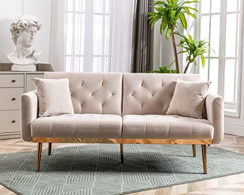 White Teddy Upholstered Futon Sofa Bed with 3 Adjustable Positions X279