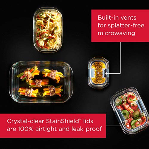 Glass Storage Set of 4 Food Containers, Clear, 3-Pack R283886