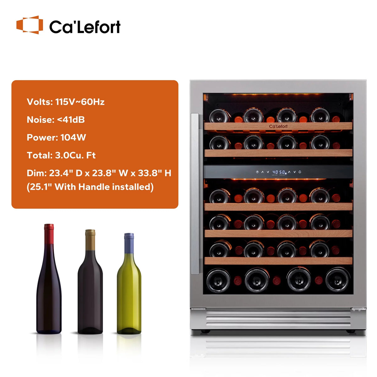 24 inch 46 Bottle Stainless Steel Wine Cooler Refrigerator W802567