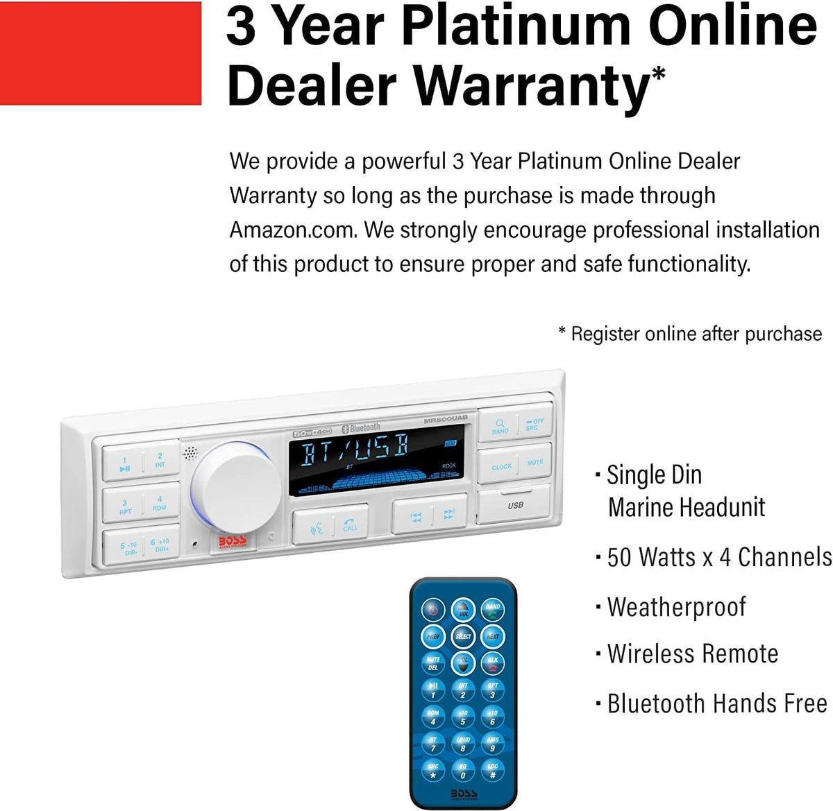 Marine Stereo & Four Speakers Boat Audio Bundle with Bluetooth R1948