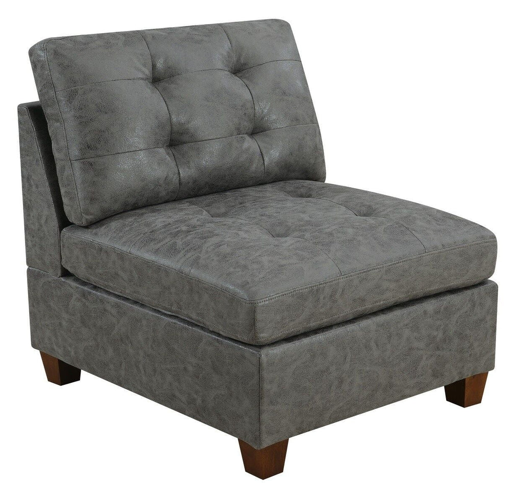 Antique Grey Leatherette 7pcs Sectional Sofa Set Z738