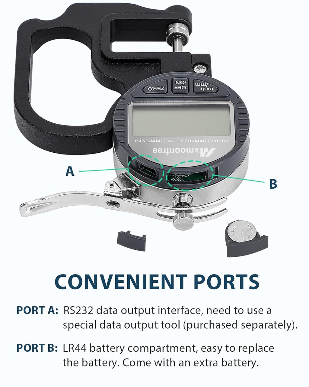 Digital Thickness Gauge 0.001mm 0-12.7mm Electronic Micrometer with LCD Display X23536