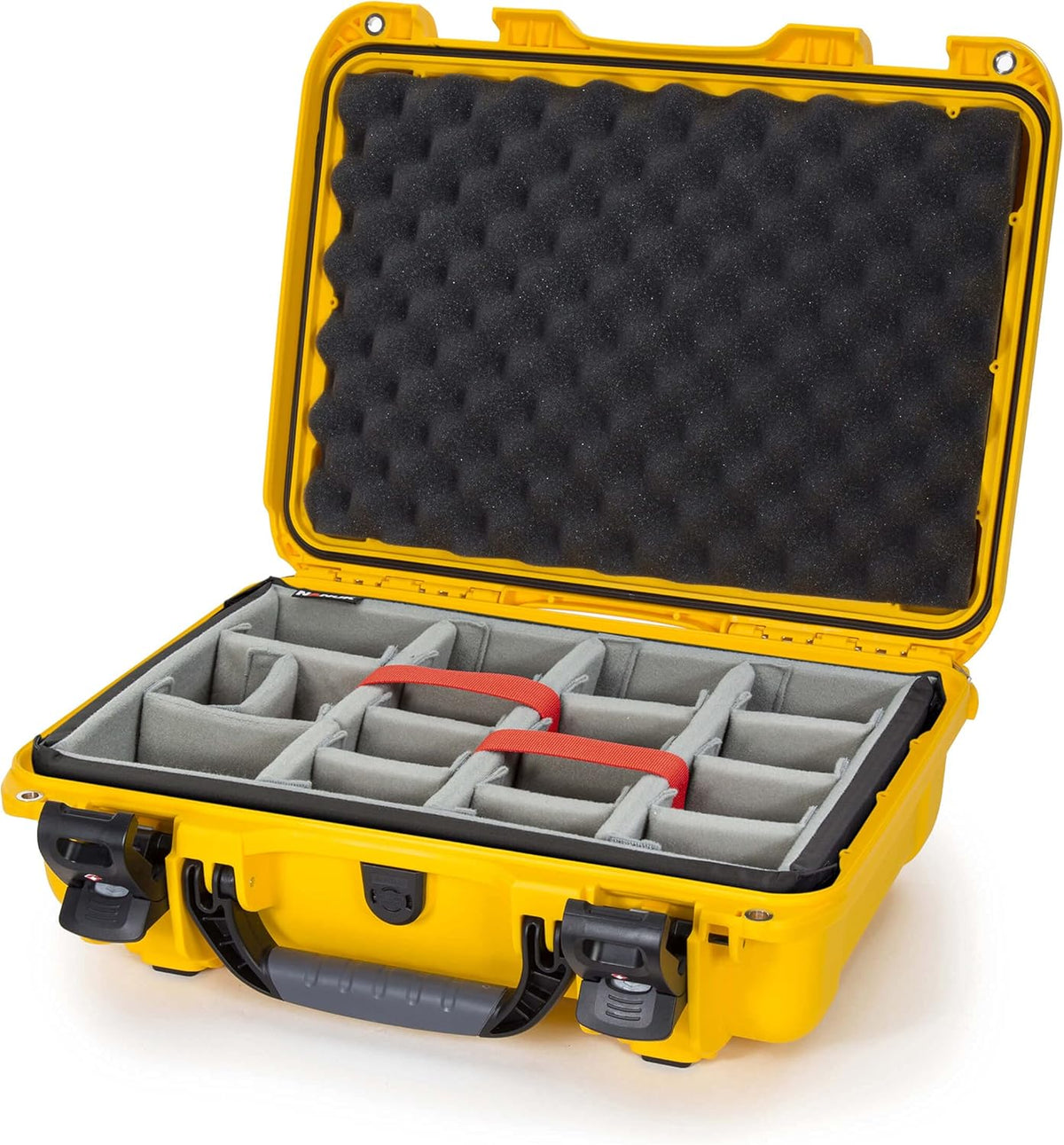 Black Waterproof Hard Case with Padded Dividers and TSA Approved Travel Lock Latches F572