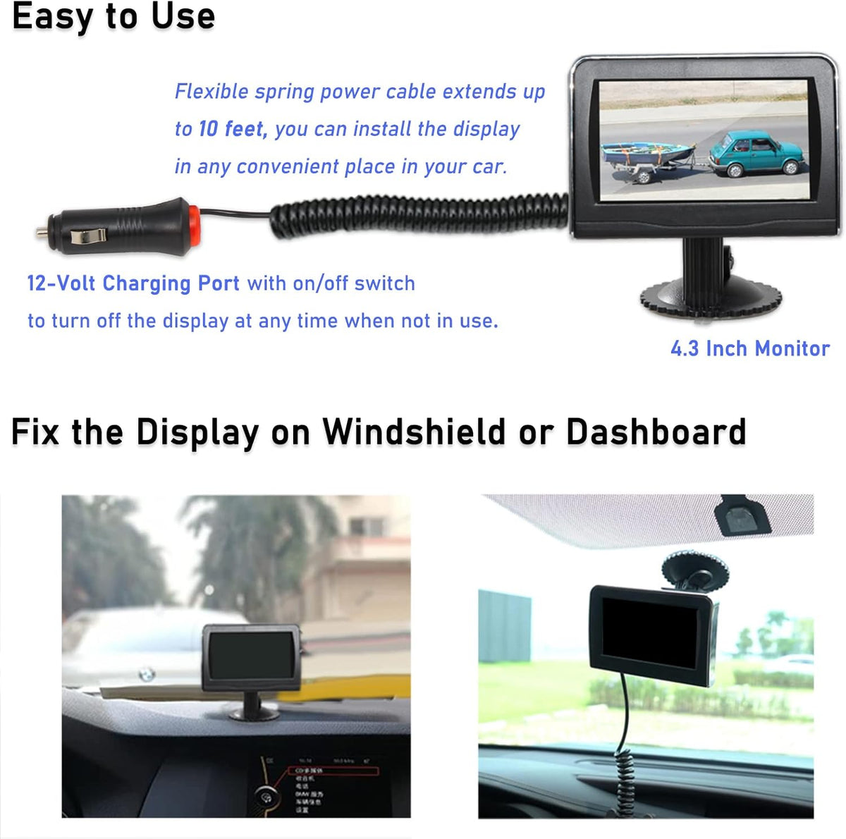 Wireless Magnetic Trailer Hitch Backup Camera with 4.3 inch LCD Monitor M730