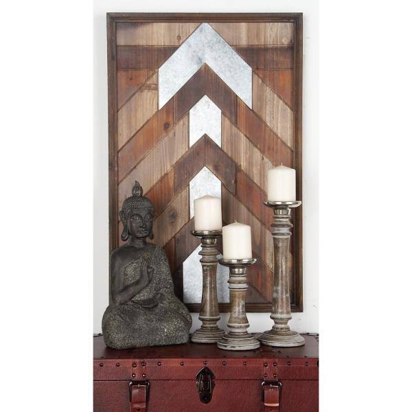 Brown Mango Wood Candle Holder Set of 3 Y254