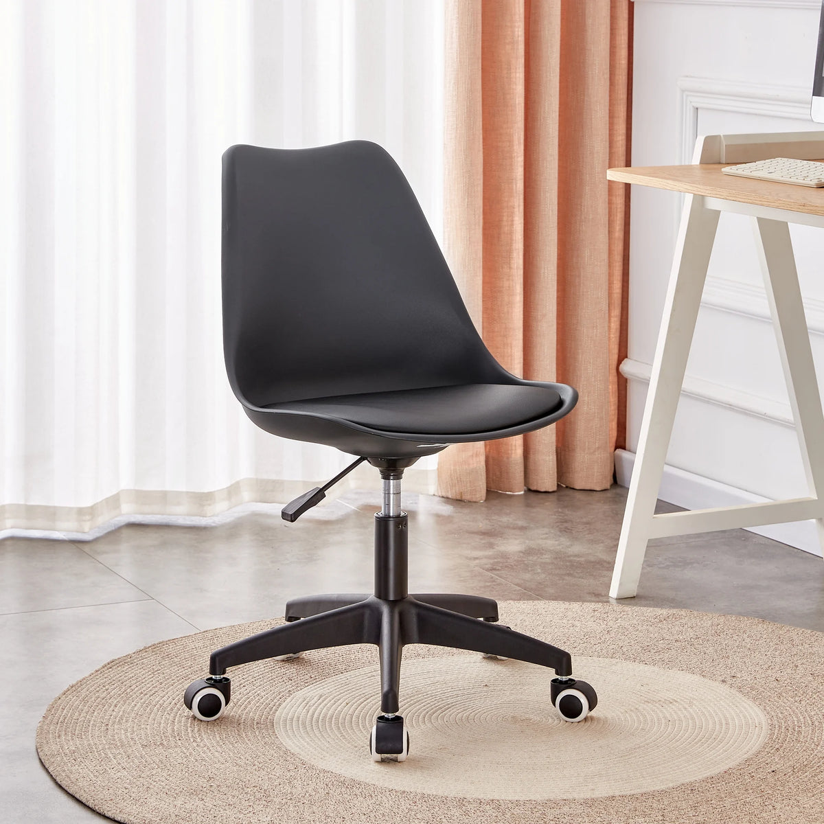 Black Adjustable 360 °Swivel Armless Computer Chair J991