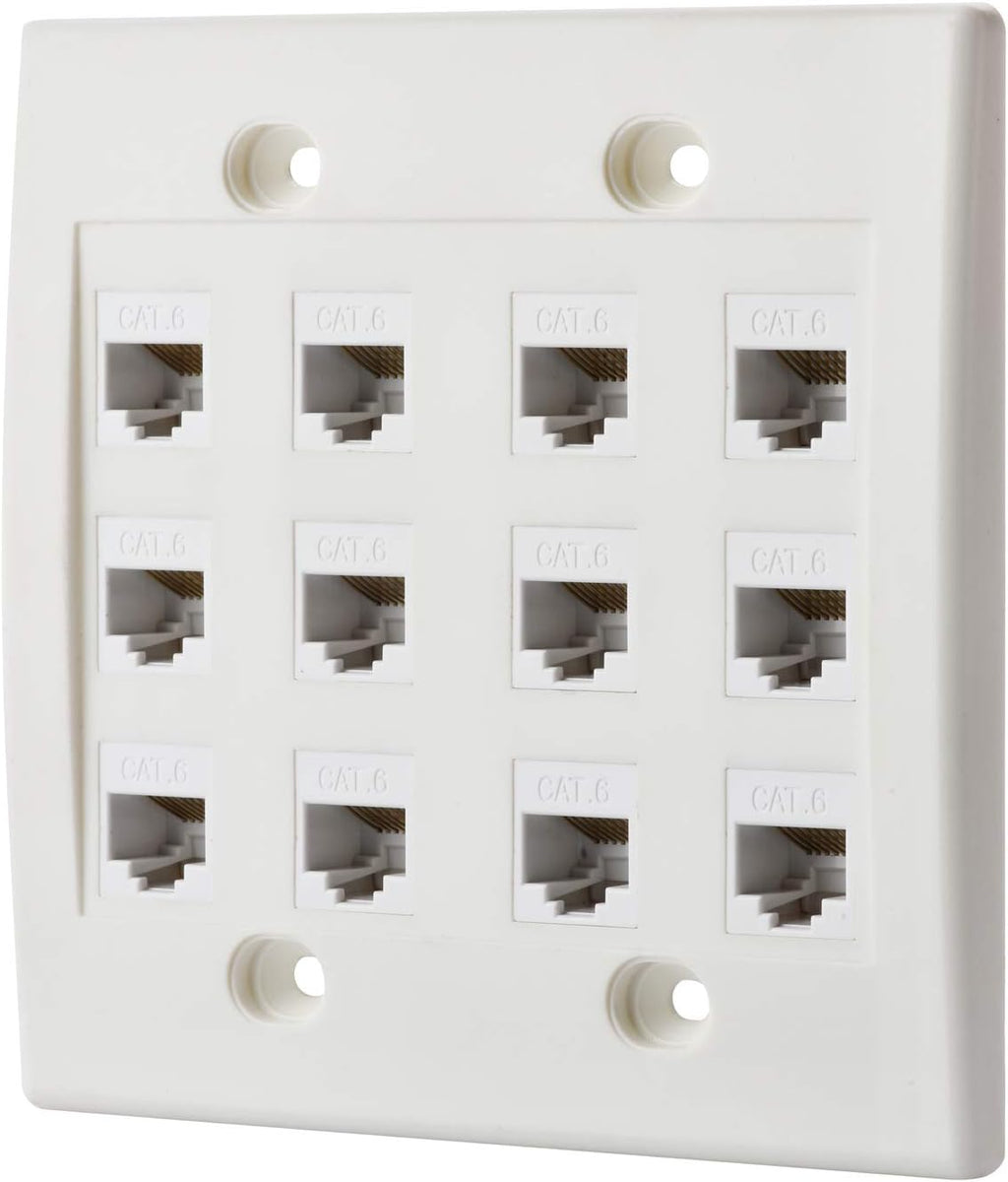 Cat6 Keystone Ethernet Wall Plate Female to Female White 6 Port Pack of 2 I455