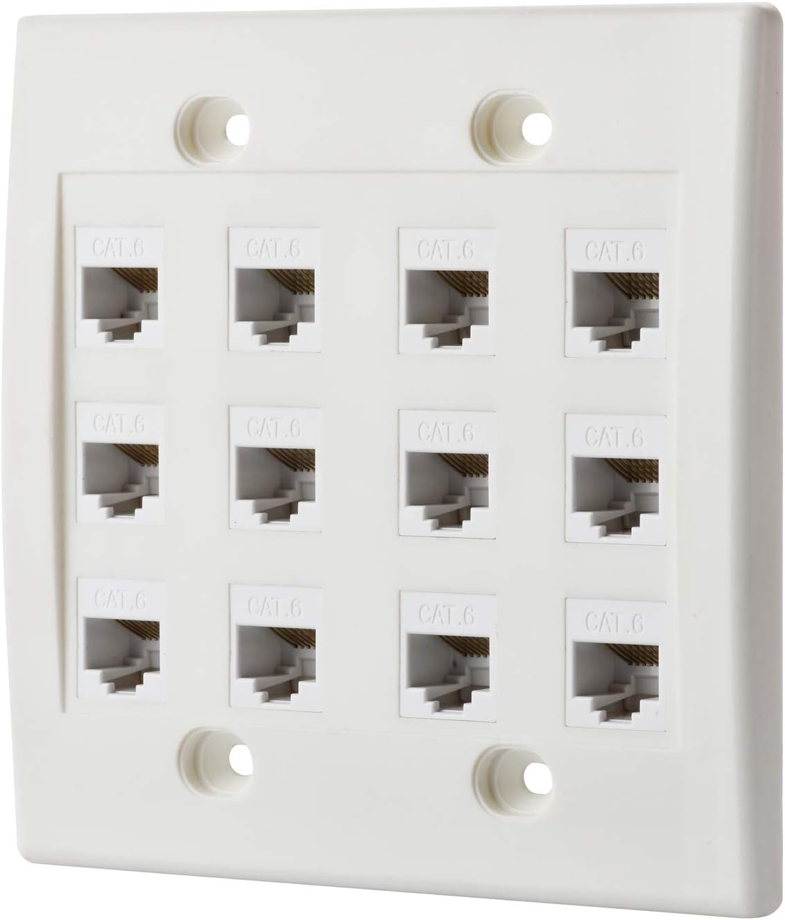 Cat6 Keystone Ethernet Wall Plate Female to Female White 6 Port Pack of 2 I455