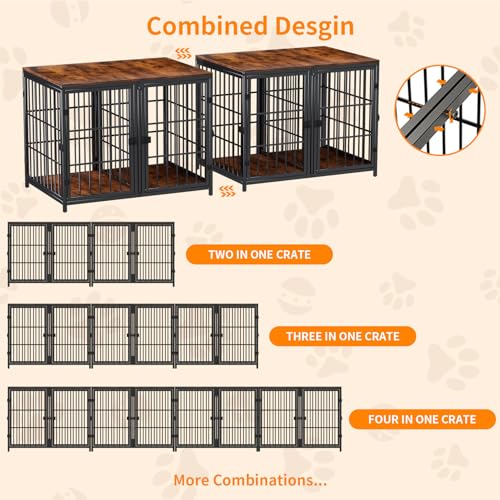 Large Wooden Dog Crate Furniture with Removable Divider I9583