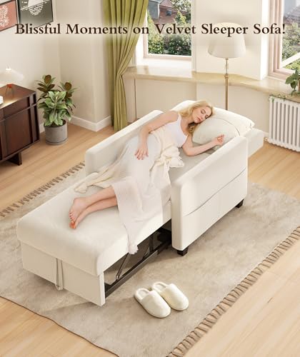 Blue Velvet 3 in 1 Convertible Sleeper Chair with Pillow V60142
