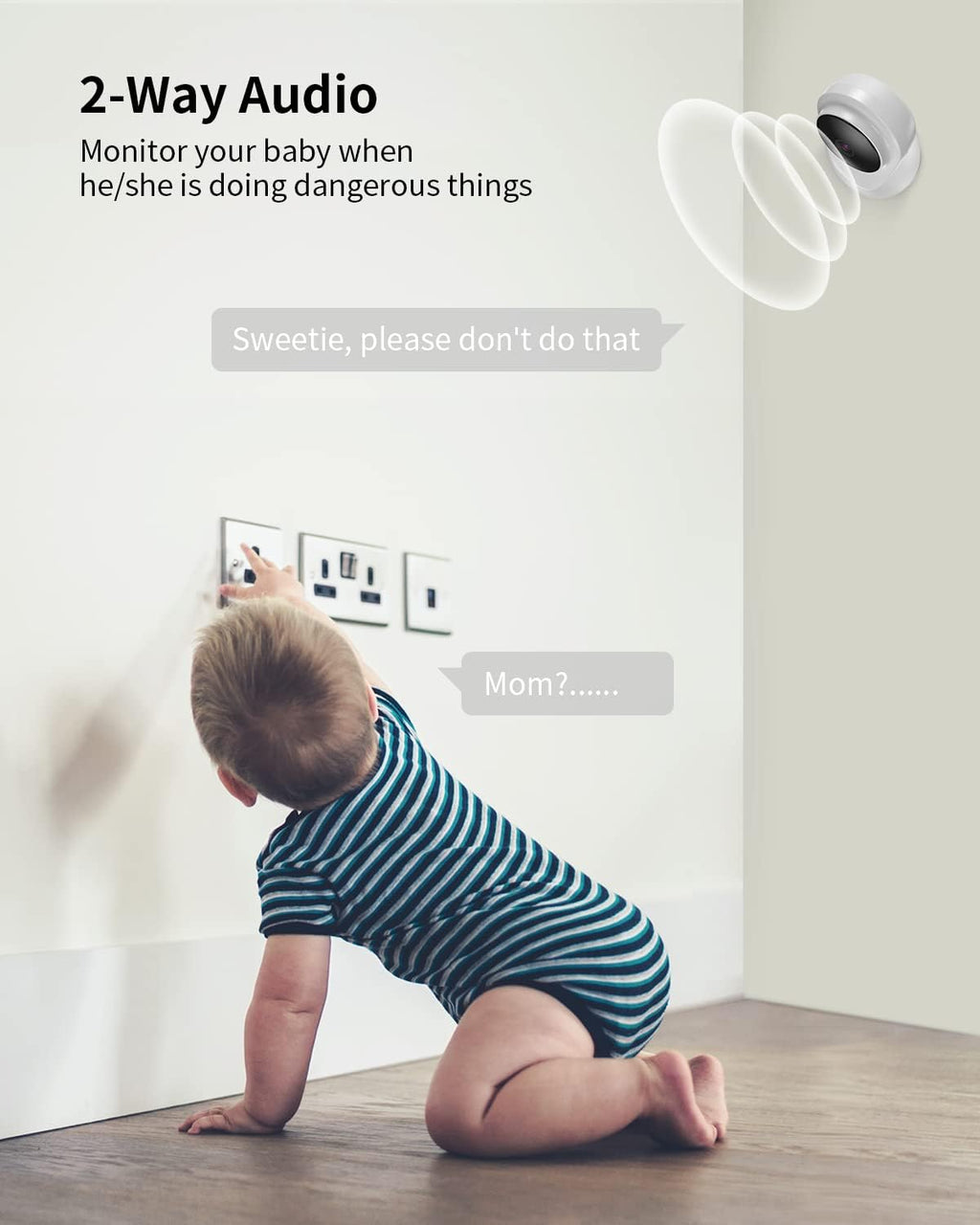 Baby Monitor with Camera and Audio, 1080P Infrared Night Vision, White T922
