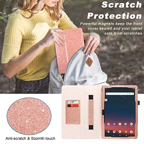 Glitter Rose Folio Leather Cover for Onn 10.1 Tablet E593815