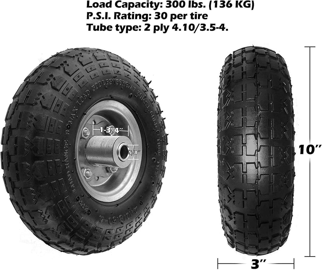 4 Pack Pneumatic Rubber Wheels with 5/8 Center Bearing U280419