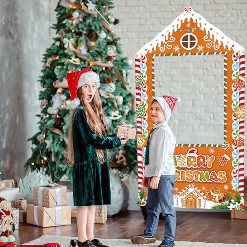 Christmas Photo Booth Backdrop Gingerbread House Banner K4373