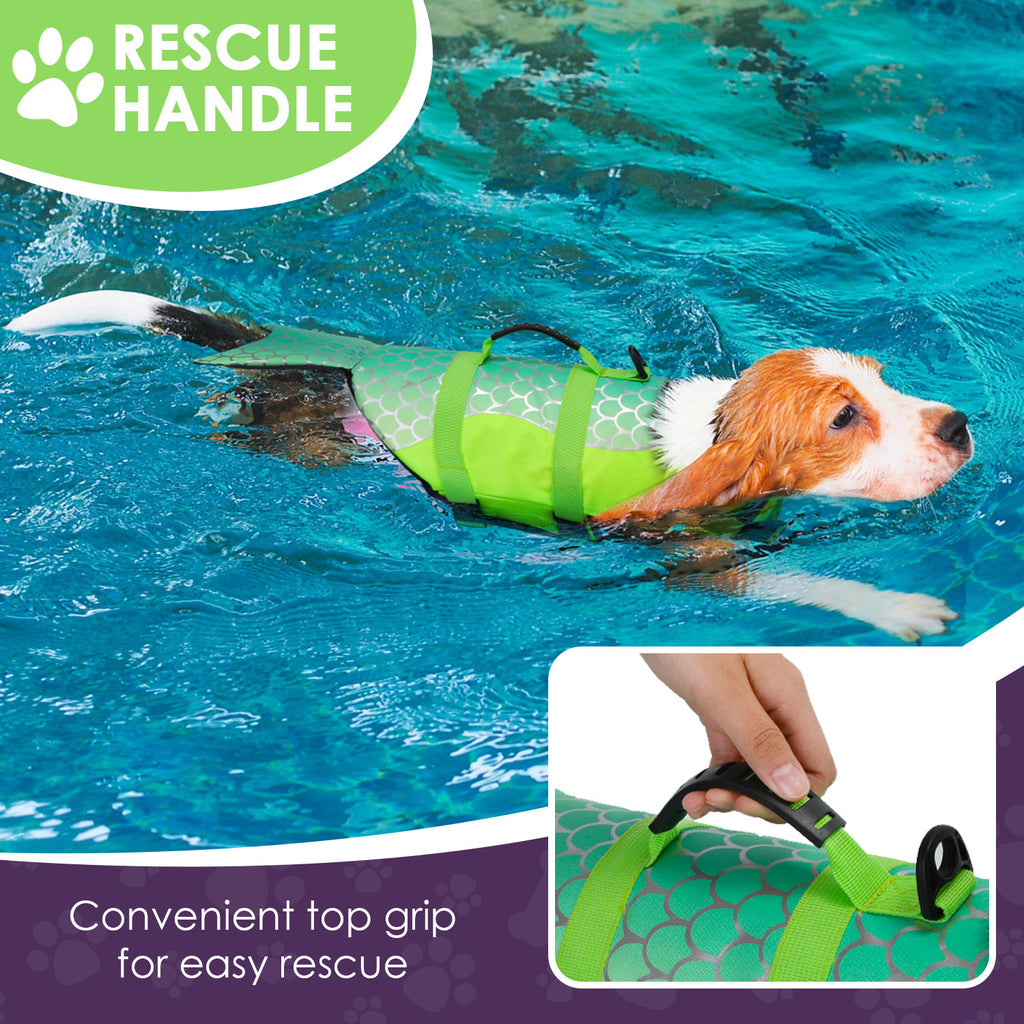 Mermaid Dog Life Jacket with Rescue Handle O3274