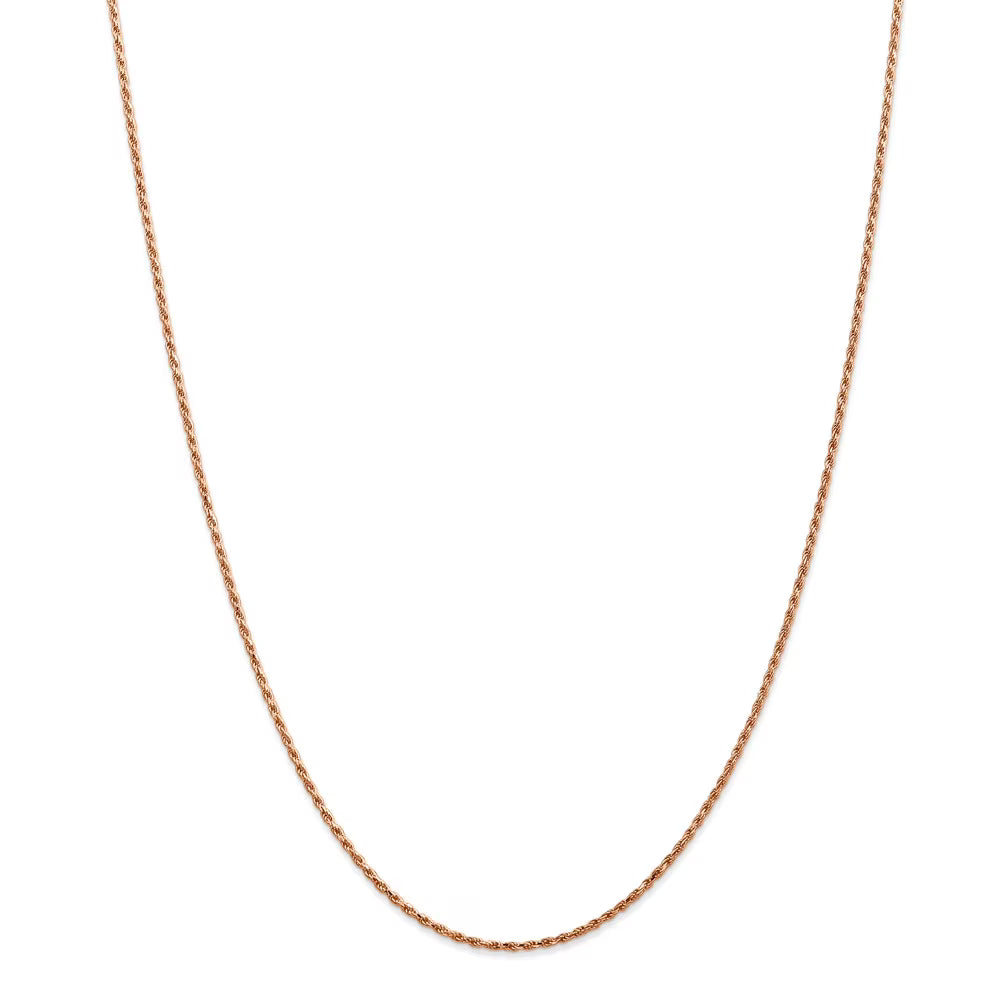 14K Rose Gold 1.5mm Diamond-Cut Rope Necklace Chain -18" W6627