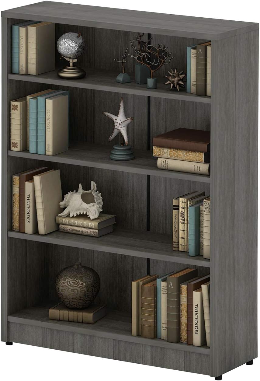 White 4-Shelf Wood Bookcase F470716