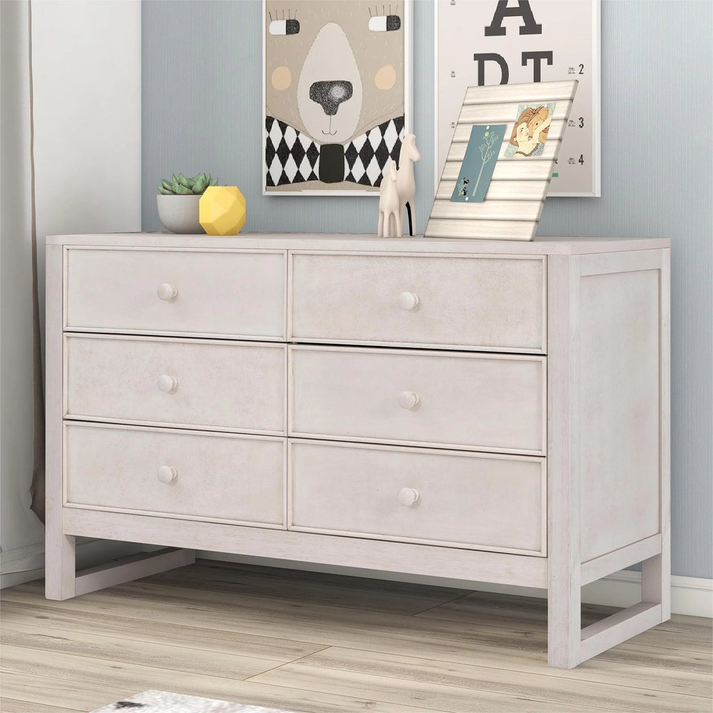 Rustic Wooden 6 Drawer Dresser L6069