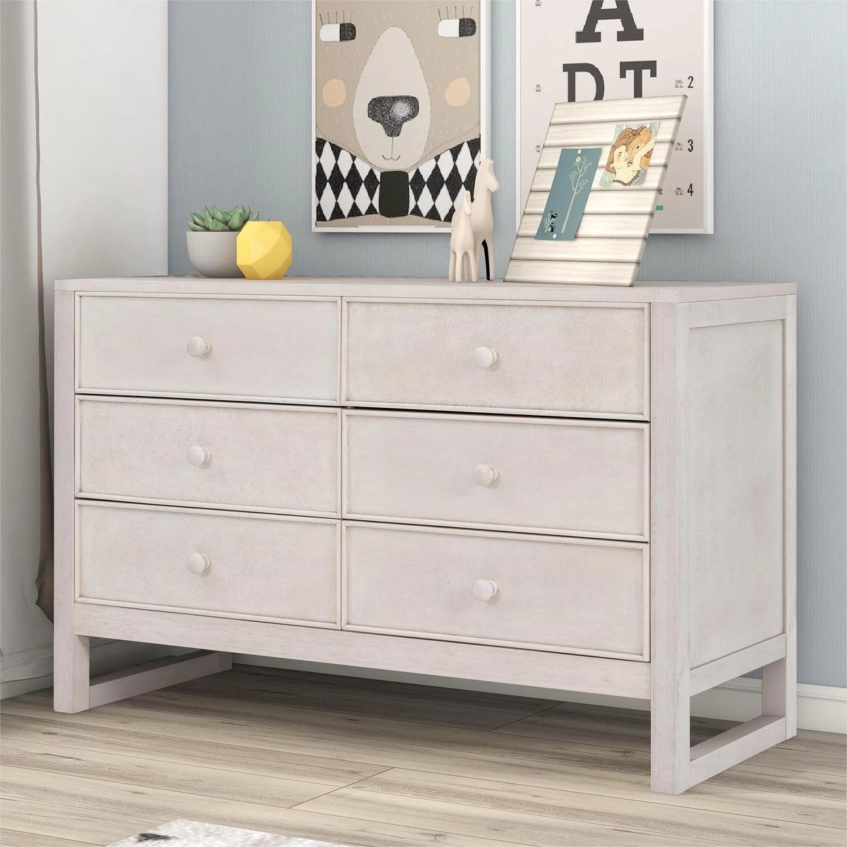 Rustic Wooden 6 Drawer Dresser L6069