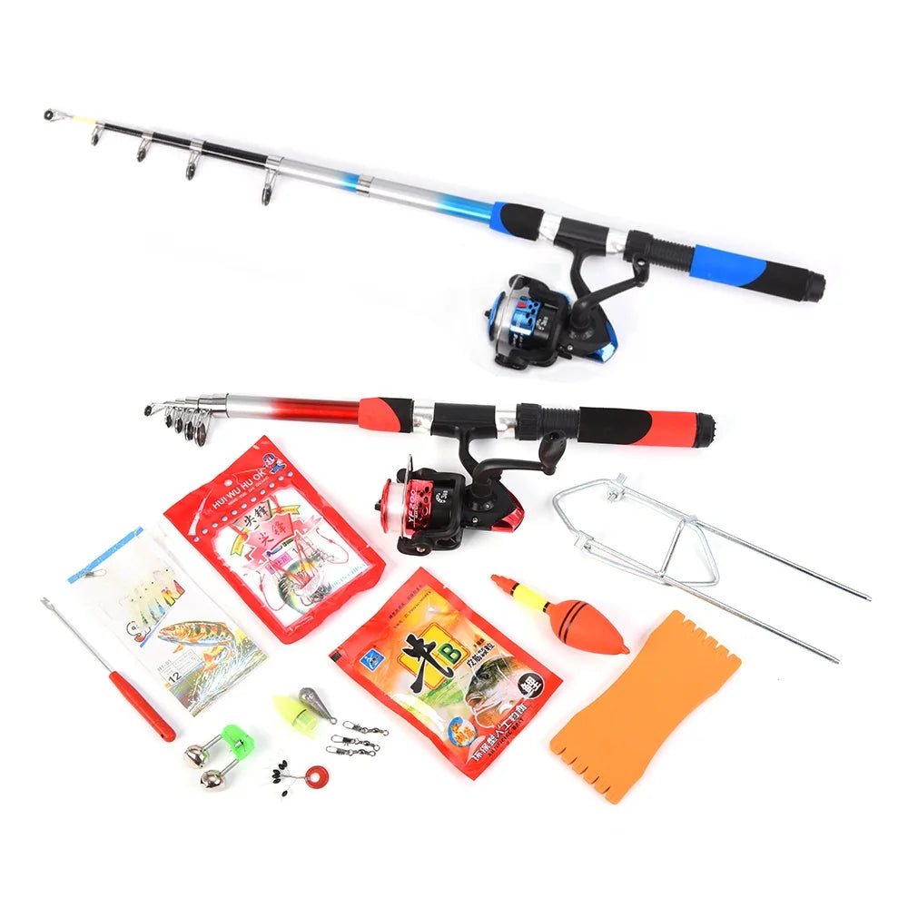 2.1m Telescopic Fishing Rods with 2PCS Reels Fishing Bag C361314