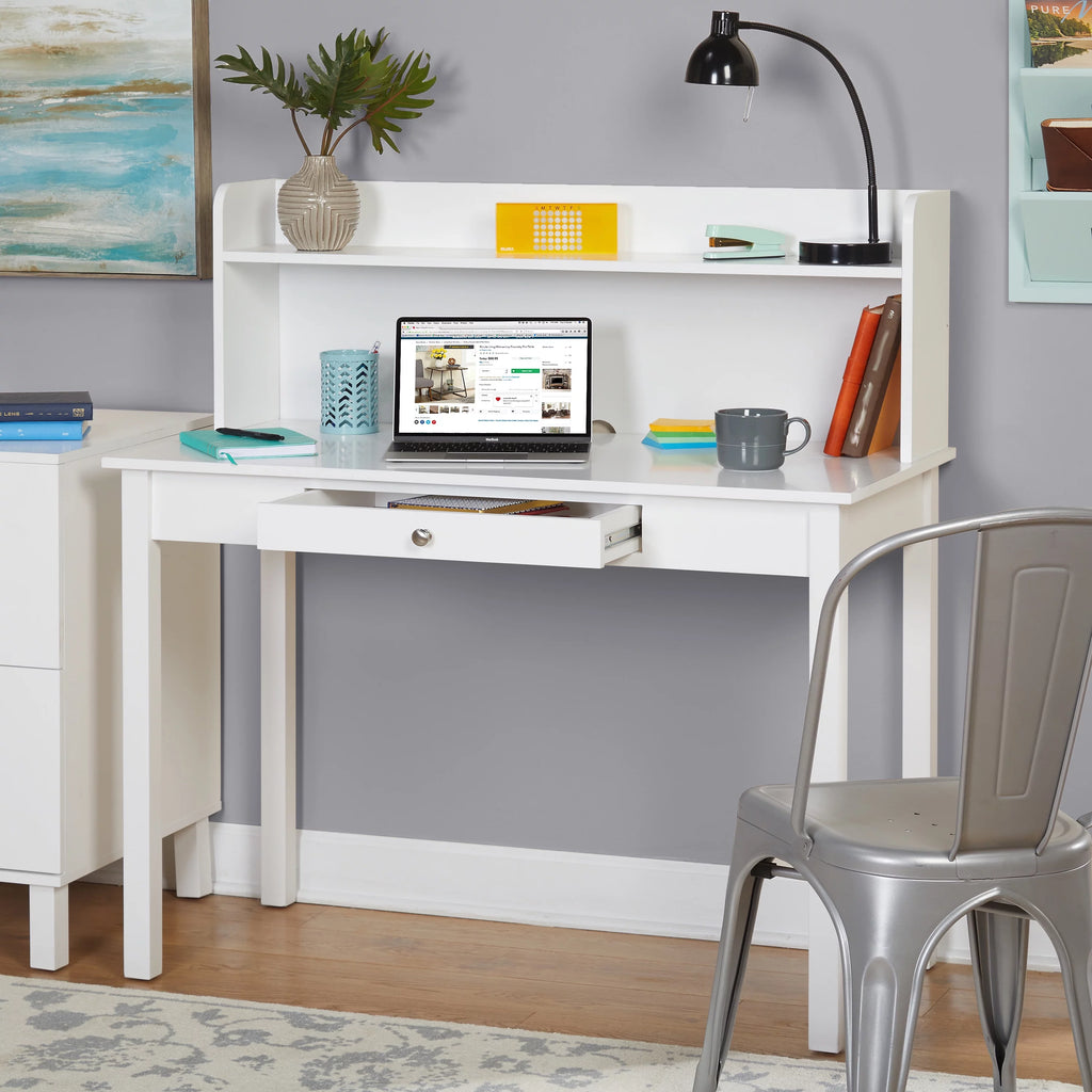 White MDF Desk with Hutch E550