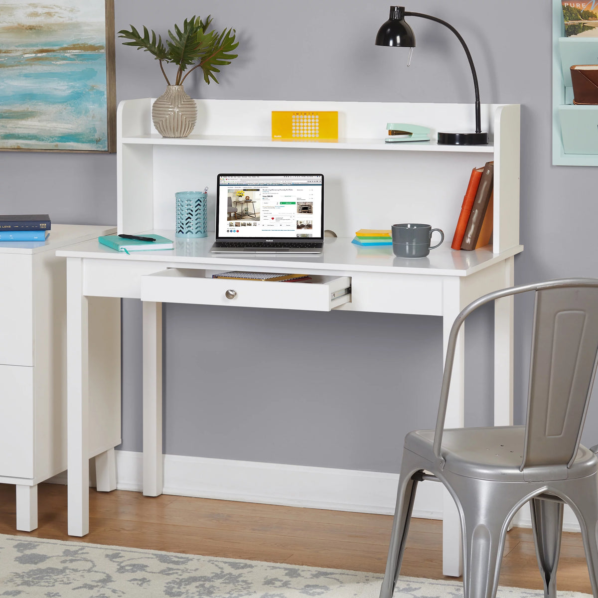 White MDF Desk with Hutch E550