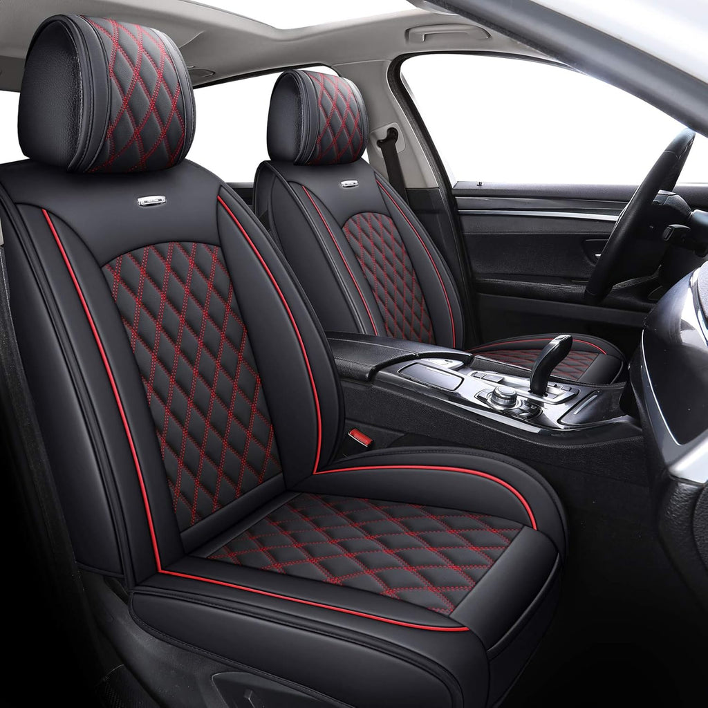 Waterproof Leather Car Seat Covers Full Set Black-Blue W48871