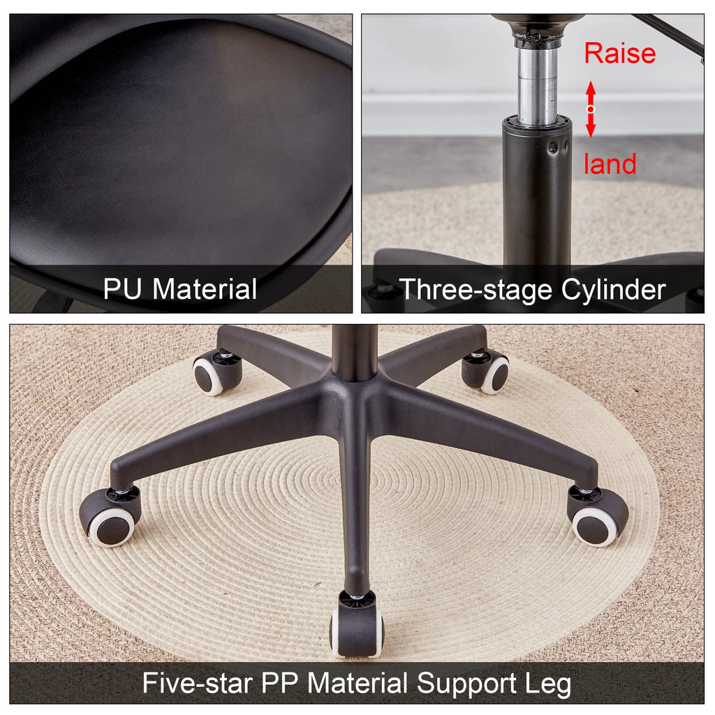 Black Adjustable 360 °Swivel Armless Computer Chair J991