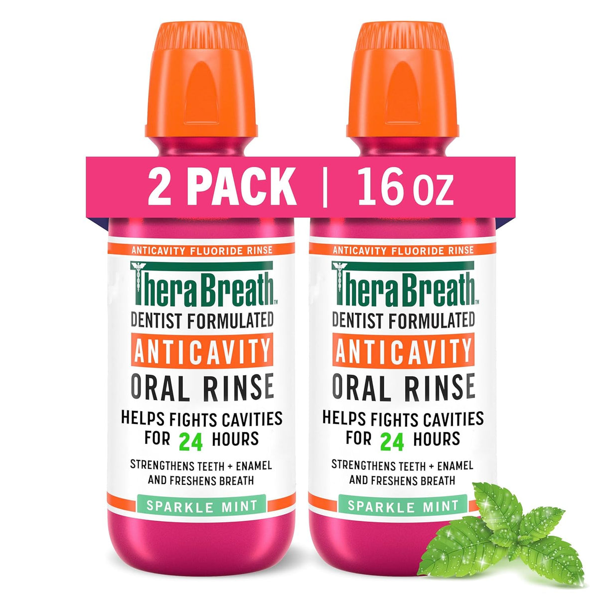 Sparkle Mint Anticavity Fluoride Mouthwash, 16 Fl Oz (2-Pack) G154