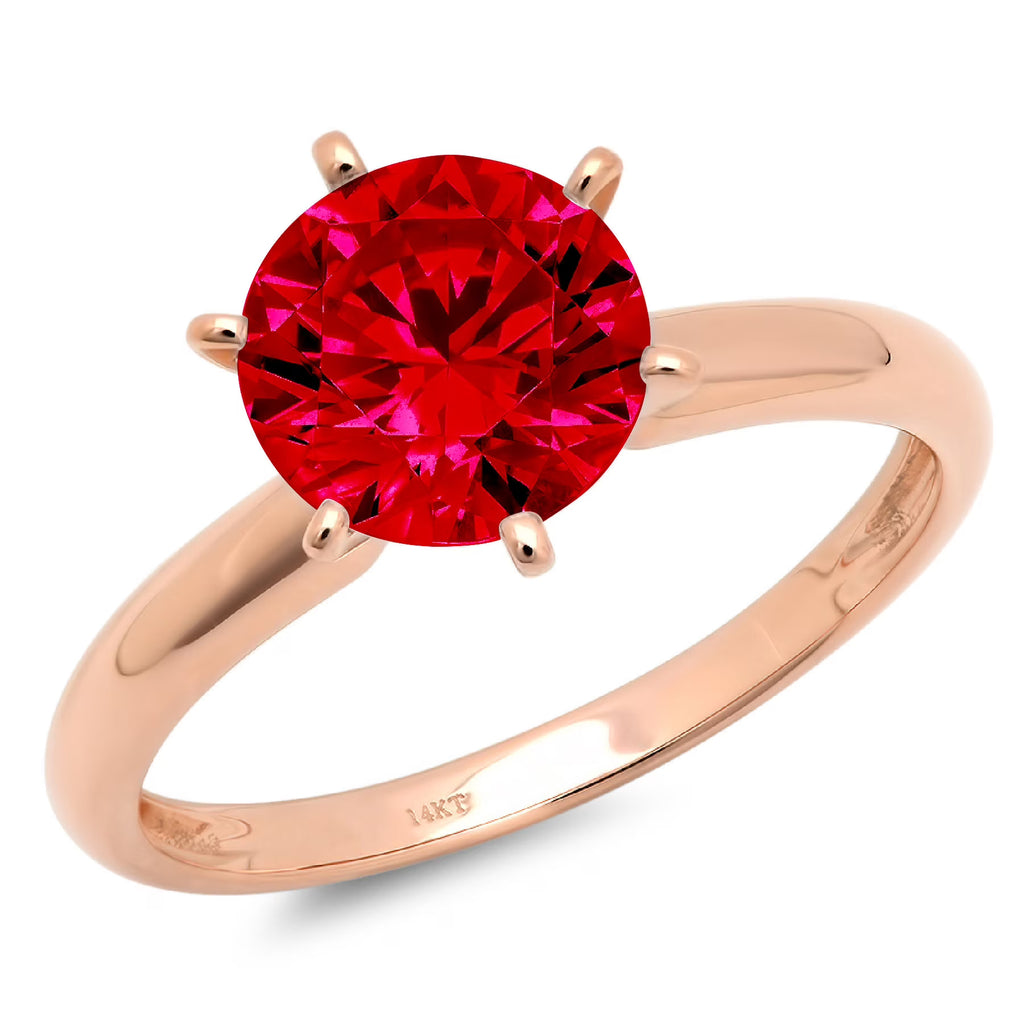 Pink Simulated Tourmaline Rose Gold Solitaire Ring Size 9 I207
