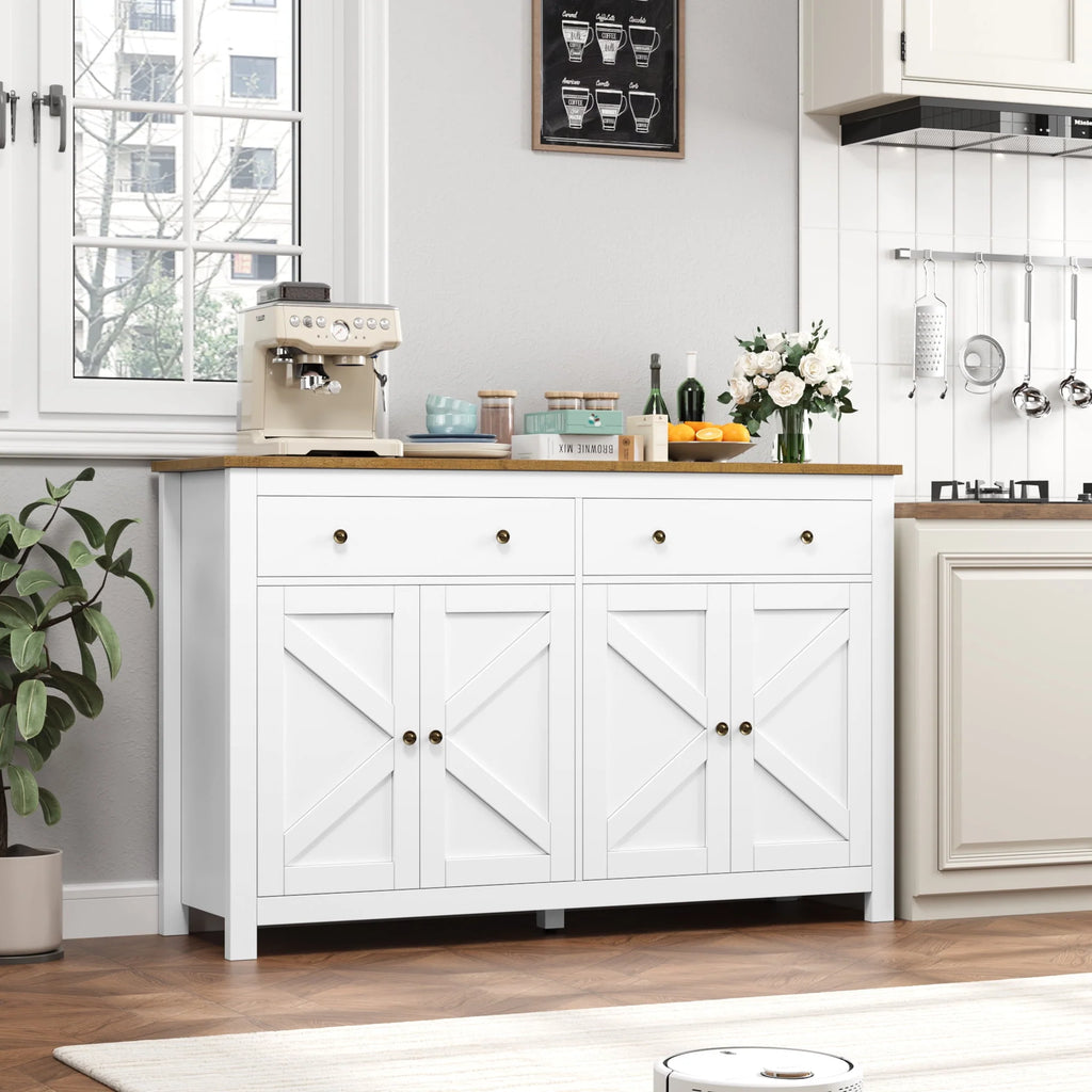 Brown 4-Door 2-Drawer Wood Buffet Cabinet G979