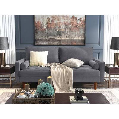 Gray Velvet Square Arm Sofa P788756