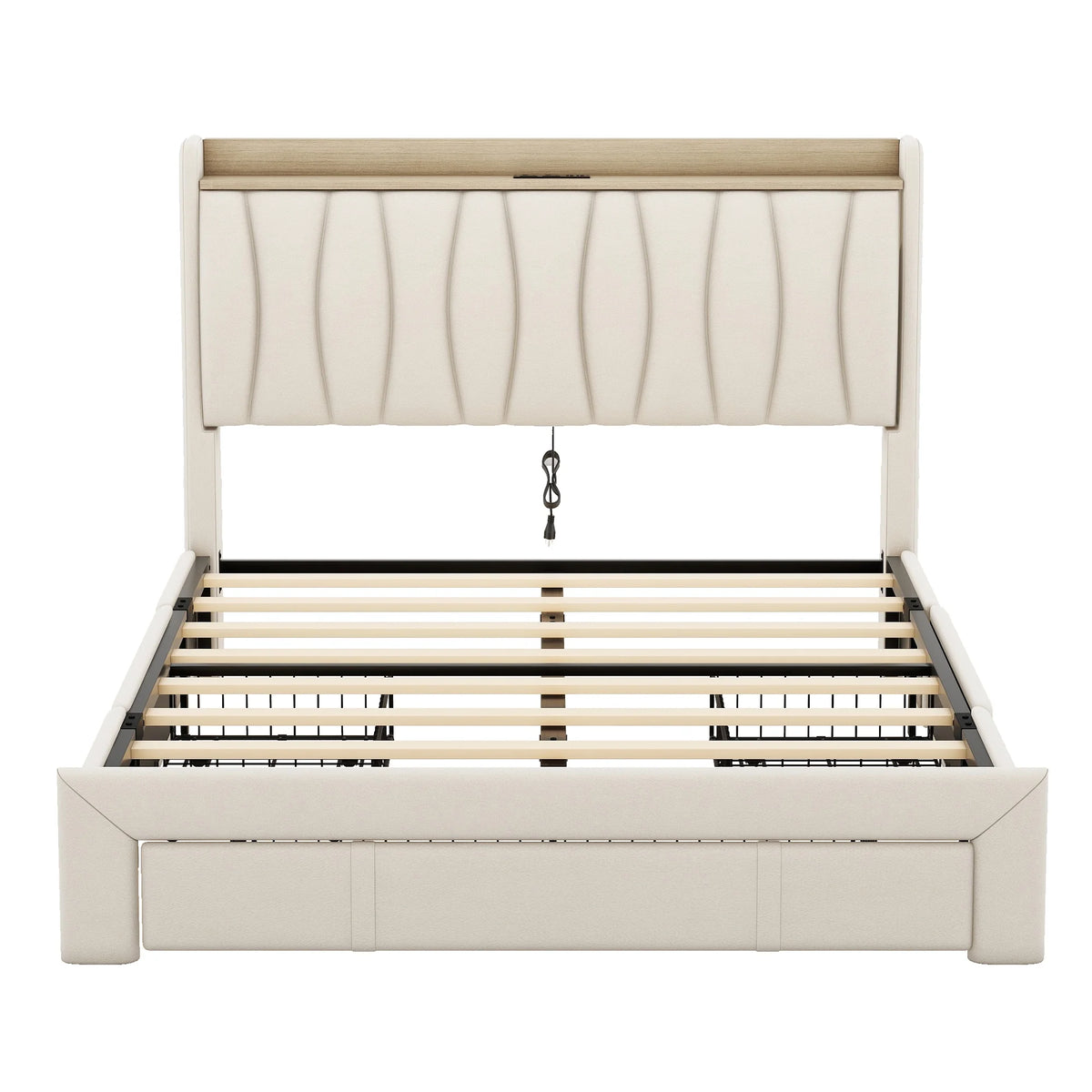 Queen Size Upholstered Platform Bed Frame with 3 Drawers G7359