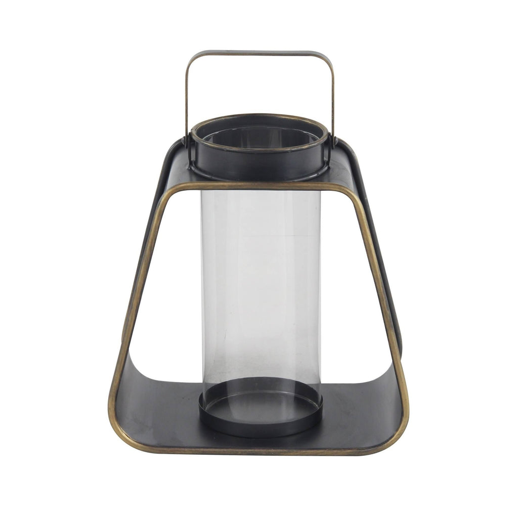 Black Iron and Glass Candle Lantern F1813