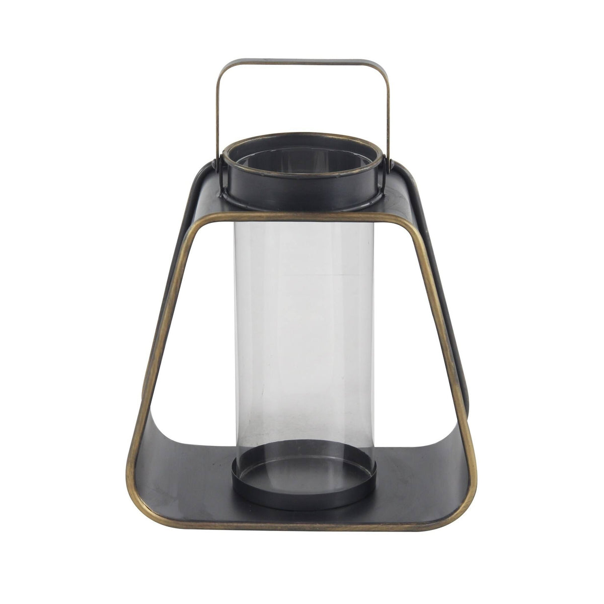 Black Iron and Glass Candle Lantern F1813